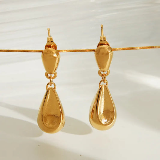 1 Pair IG Style Luxurious Water Droplets 304 Stainless Steel 18K Gold Plated Drop Earrings