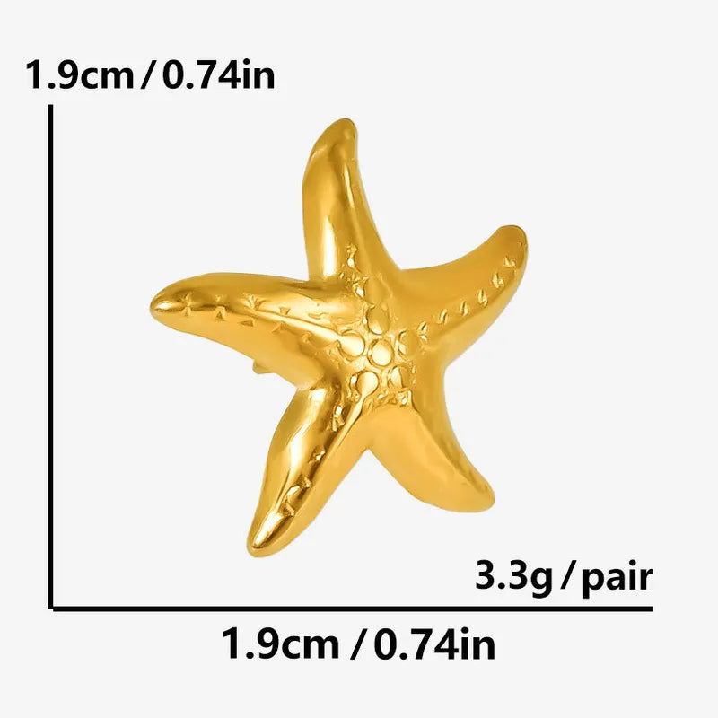 1 Pair IG Style Marine Style Starfish Plating 304 Stainless Steel Ear Studs