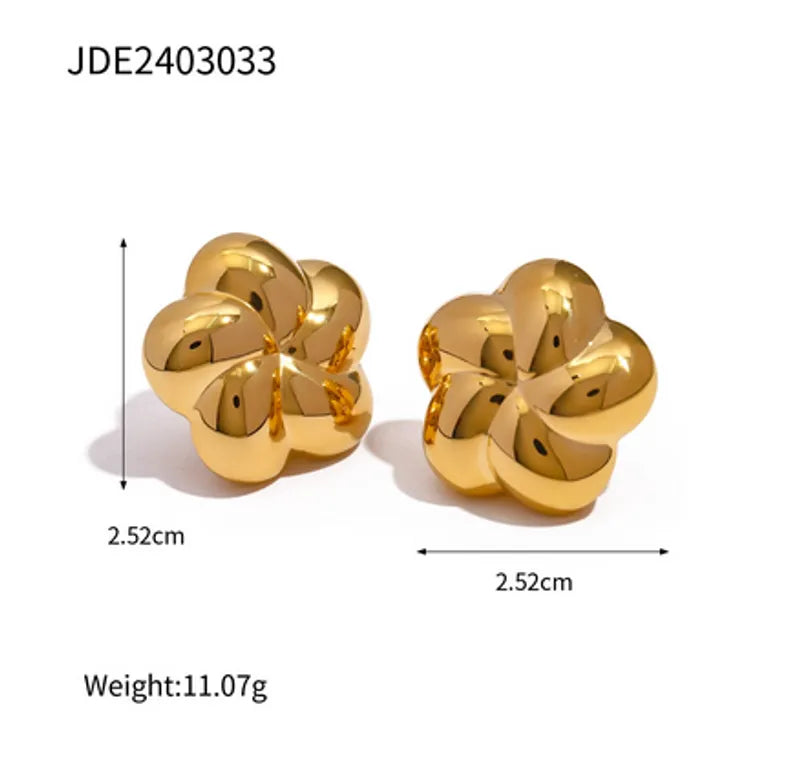 1 Pair IG Style Modern Style Classic Style Flower Plating 316 Stainless Steel 18K Gold Plated Ear Studs