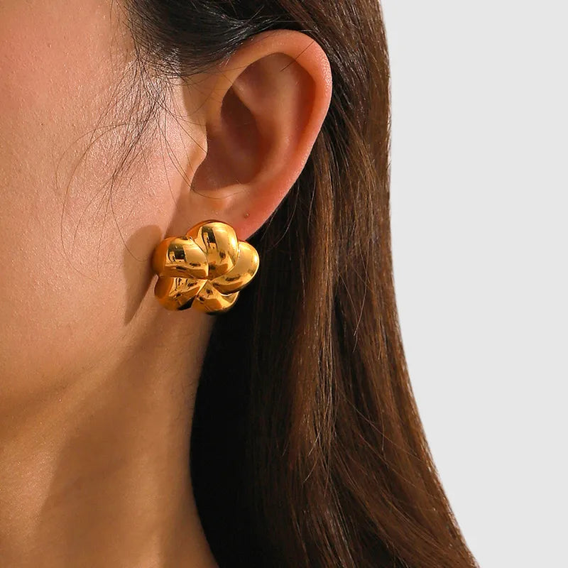 1 Pair IG Style Modern Style Classic Style Flower Plating 316 Stainless Steel 18K Gold Plated Ear Studs