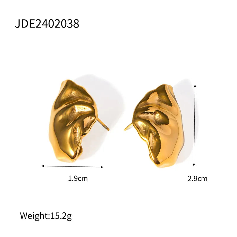 1 Pair IG Style Modern Style Classic Style Irregular Solid Color 316 Stainless Steel 18K Gold Plated Ear Studs