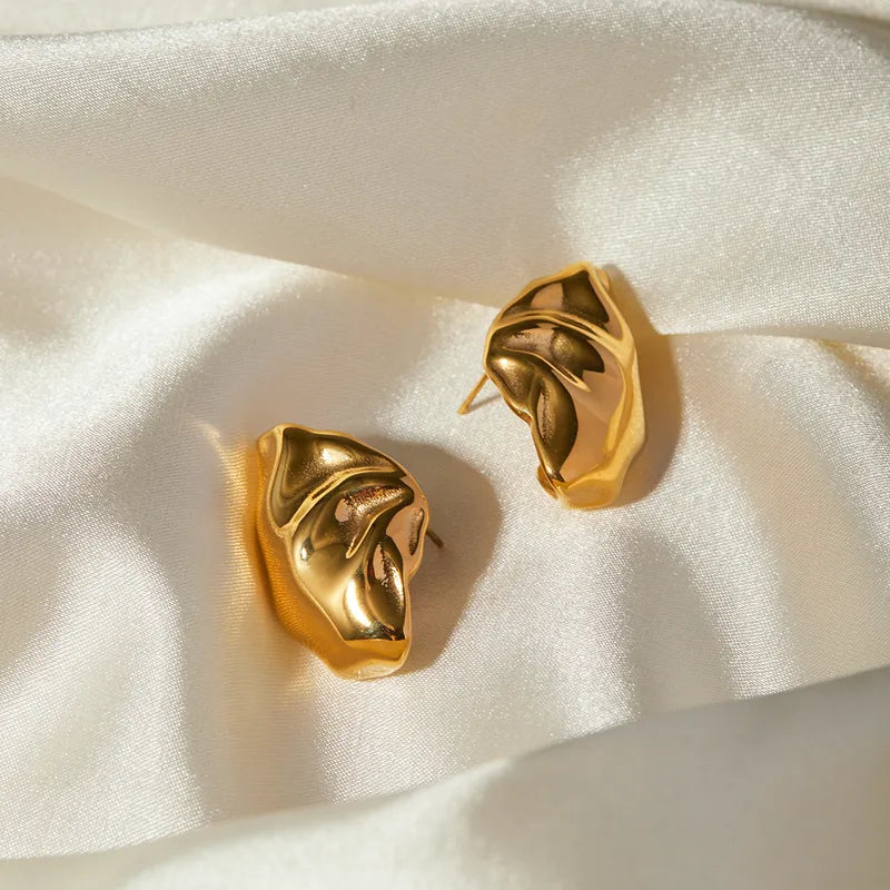 1 Pair IG Style Modern Style Classic Style Irregular Solid Color 316 Stainless Steel 18K Gold Plated Ear Studs