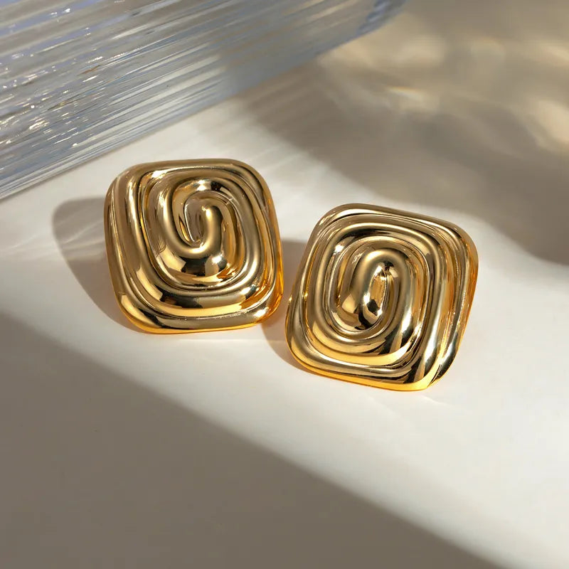 1 Pair IG Style Modern Style Classic Style Irregular Spiral 304 Stainless Steel Titanium Steel 18K Gold Plated Ear Studs