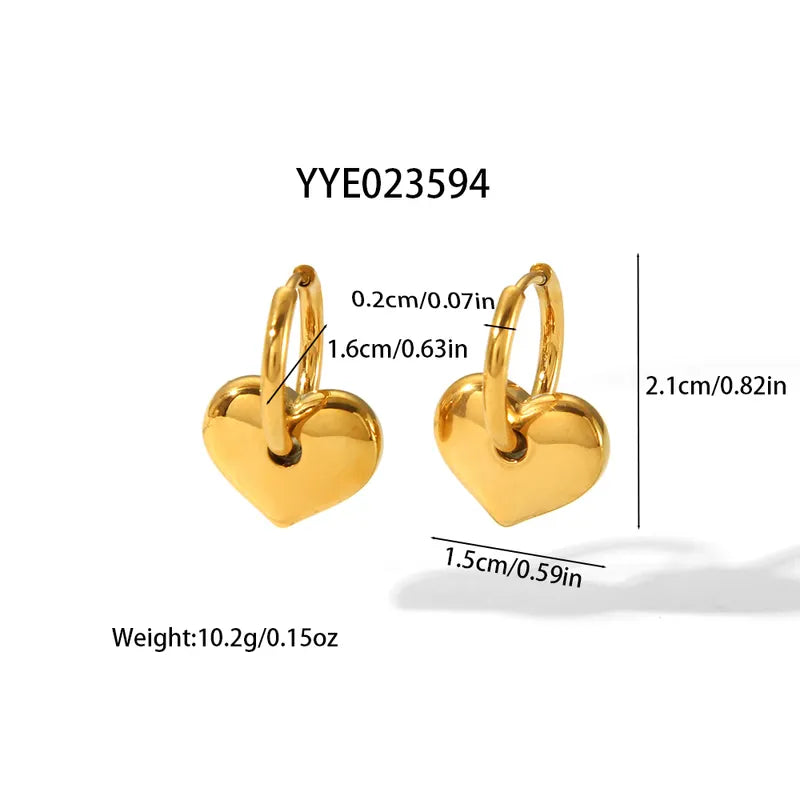 1 Pair IG Style Modern Style Heart Shape 201 Stainless Steel 304 Stainless Steel 18K Gold Plated Drop Earrings