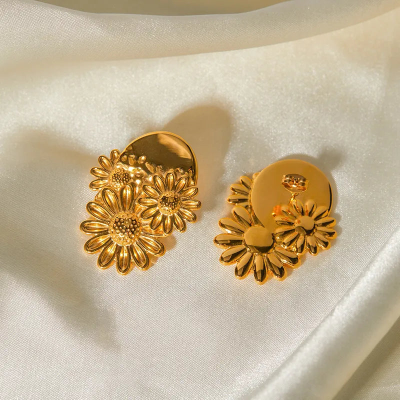 1 Pair IG Style Modern Style Simple Style Flower 316 Stainless Steel 18K Gold Plated Ear Studs