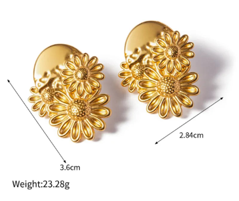 1 Pair IG Style Modern Style Simple Style Flower 316 Stainless Steel 18K Gold Plated Ear Studs