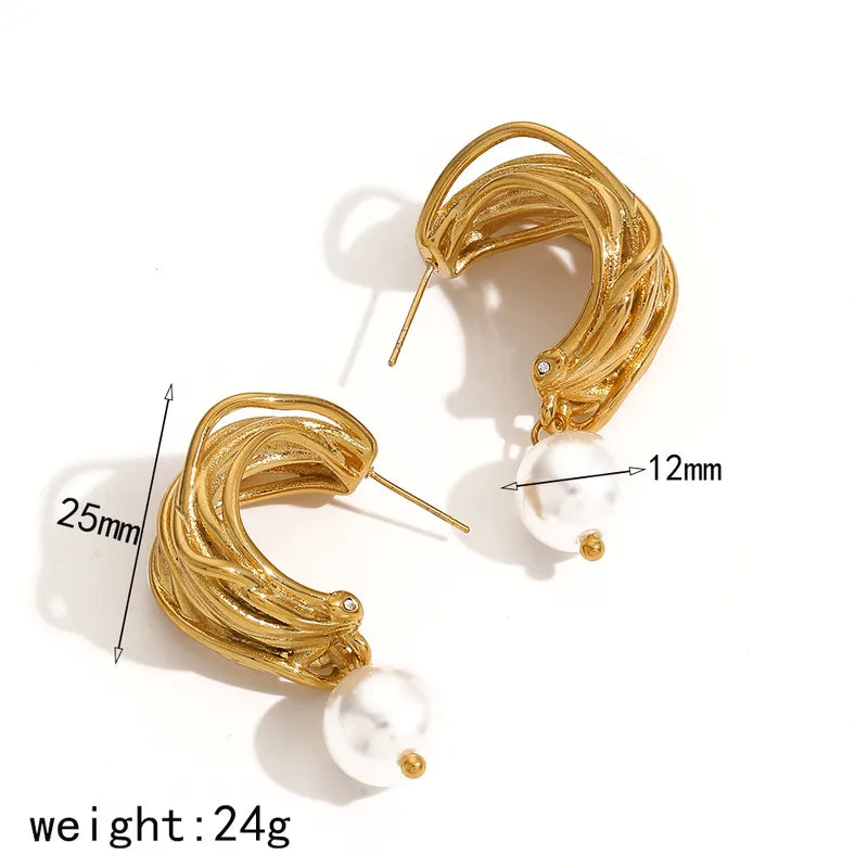 1 Pair IG Style Retro Classic Style Geometric Polishing 304 Stainless Steel 18K Gold Plated Ear Studs