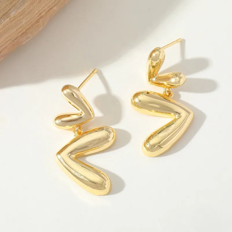 1 Pair IG Style Romantic Geometric Copper Imitation Gold Ear Studs