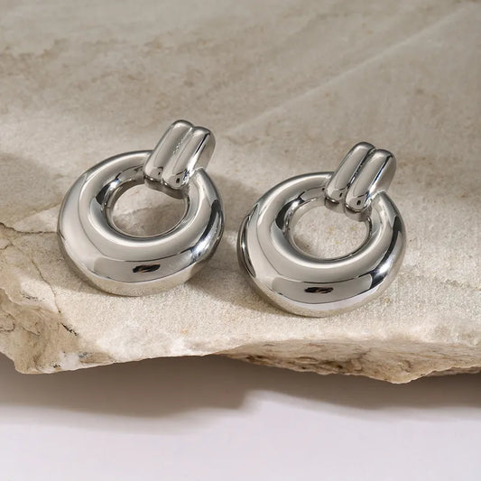 1 Pair IG Style Round Plating 316 Stainless Steel Drop Earrings