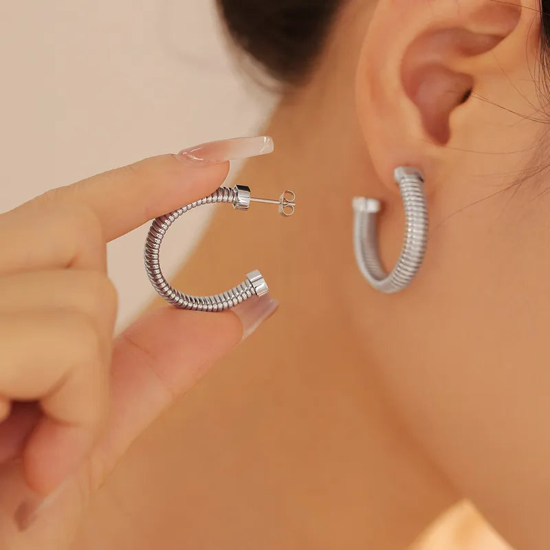 1 Pair IG Style Simple Style C Shape 304 Stainless Steel 18K Gold Plated Ear Studs