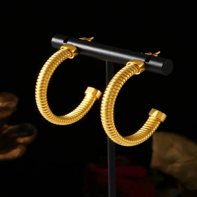 1 Pair IG Style Simple Style C Shape 304 Stainless Steel 18K Gold Plated Ear Studs