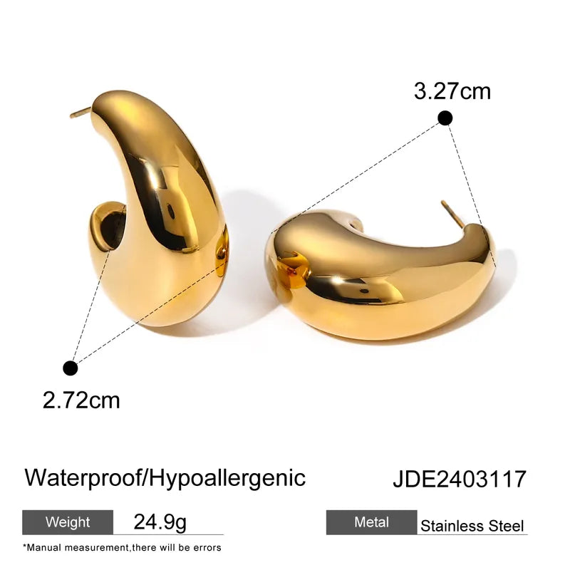 1 Pair IG Style Simple Style C Shape 316 Stainless Steel 18K Gold Plated Ear Studs