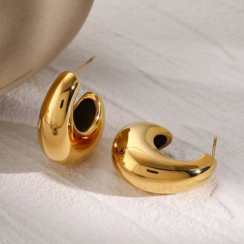 1 Pair IG Style Simple Style C Shape 316 Stainless Steel 18K Gold Plated Ear Studs