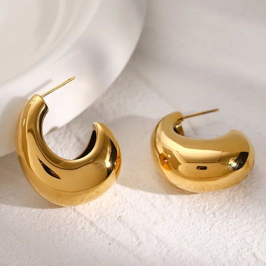 1 Pair IG Style Simple Style C Shape 316 Stainless Steel 18K Gold Plated Ear Studs