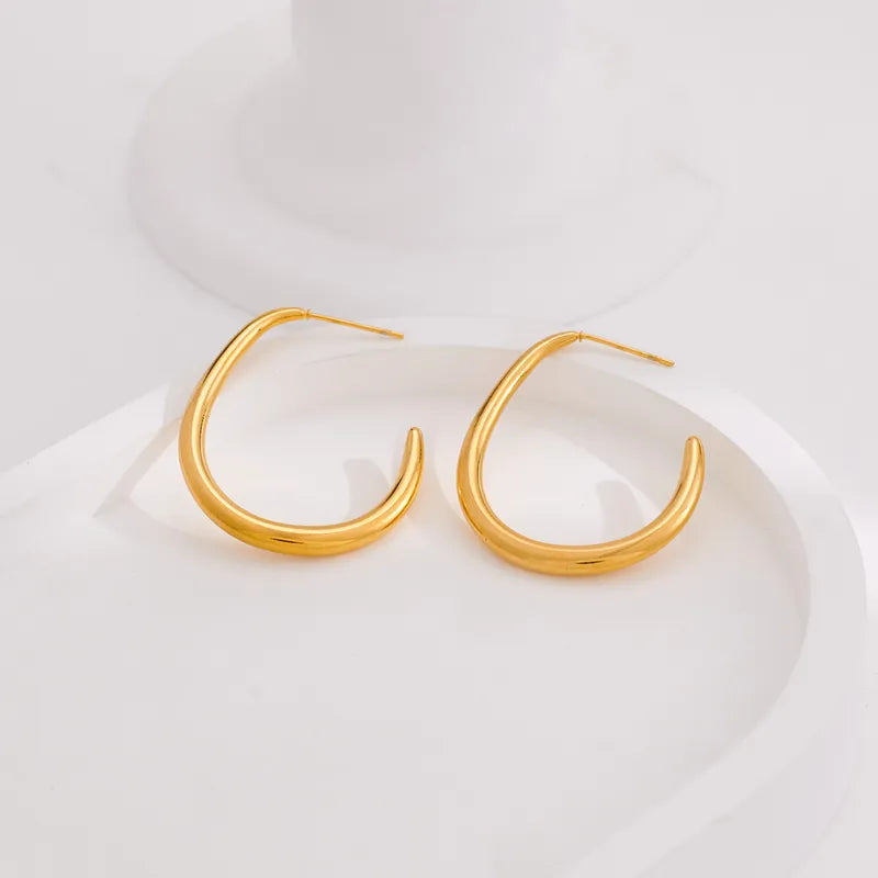 1 Pair IG Style Simple Style C Shape Plating 316 Stainless Steel 18K Gold Plated Earrings