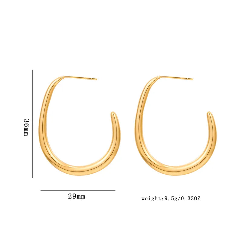 1 Pair IG Style Simple Style C Shape Plating 316 Stainless Steel 18K Gold Plated Earrings