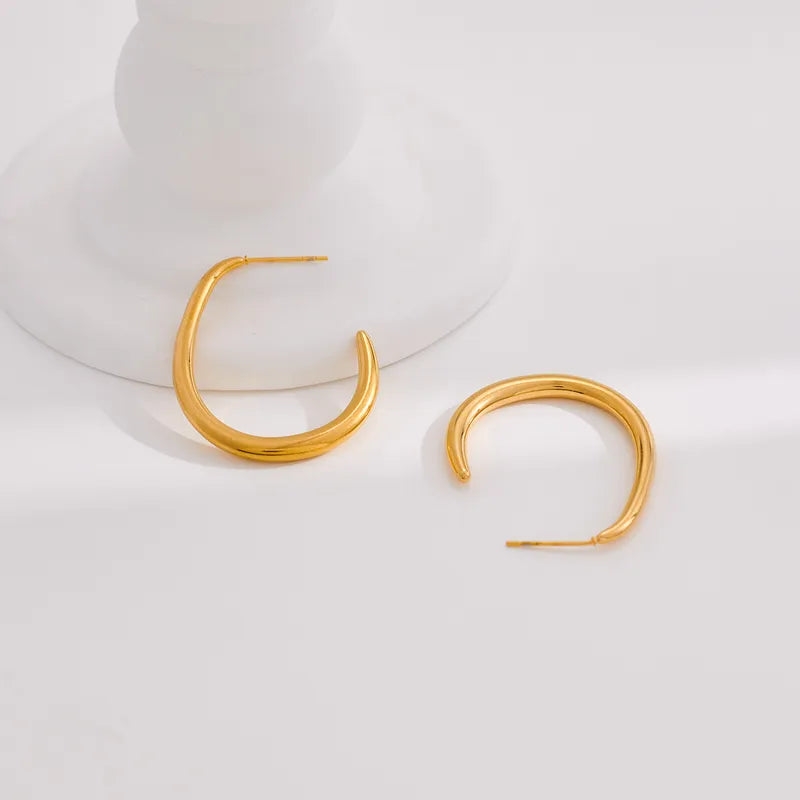 1 Pair IG Style Simple Style C Shape Plating 316 Stainless Steel 18K Gold Plated Earrings