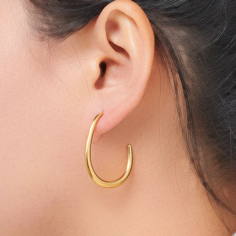 1 Pair IG Style Simple Style C Shape Plating 316 Stainless Steel 18K Gold Plated Earrings