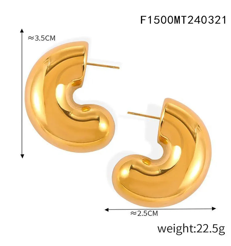 1 Pair IG Style Simple Style C Shape Titanium Steel Ear Studs