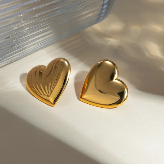 1 Pair IG Style Simple Style Commute Heart Shape 304 Stainless Steel 18K Gold Plated Ear Studs