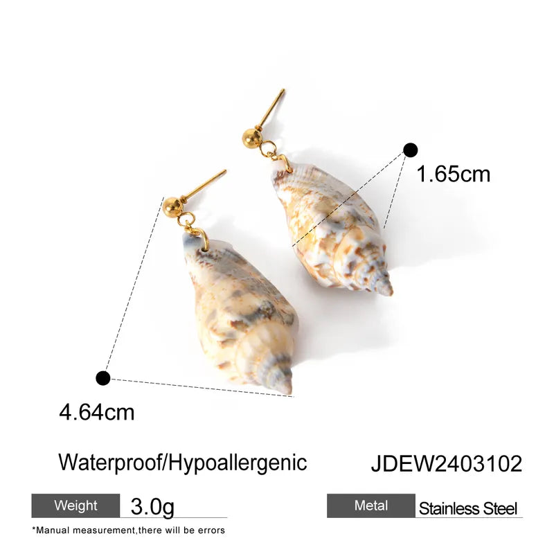 1 Pair IG Style Simple Style Conch 304 Stainless Steel 18K Gold Plated Drop Earrings