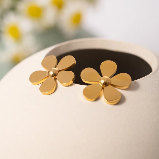 1 Pair IG Style Simple Style Flower 304 Stainless Steel 18K Gold Plated Ear Studs