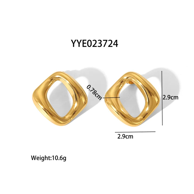 1 Pair IG Style Simple Style Geometric Polishing Plating Hollow Out 304 Stainless Steel 18K Gold Plated Ear Studs