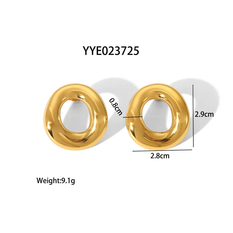 1 Pair IG Style Simple Style Geometric Polishing Plating Hollow Out 304 Stainless Steel 18K Gold Plated Ear Studs