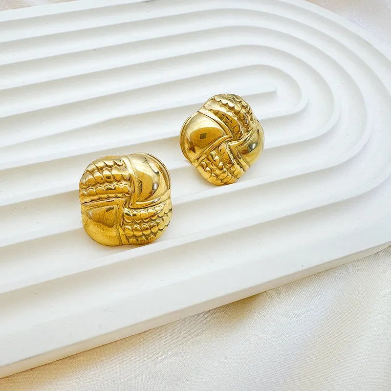 1 Pair IG Style Simple Style Geometric Solid Color 304 Stainless Steel 18K Gold Plated Ear Studs