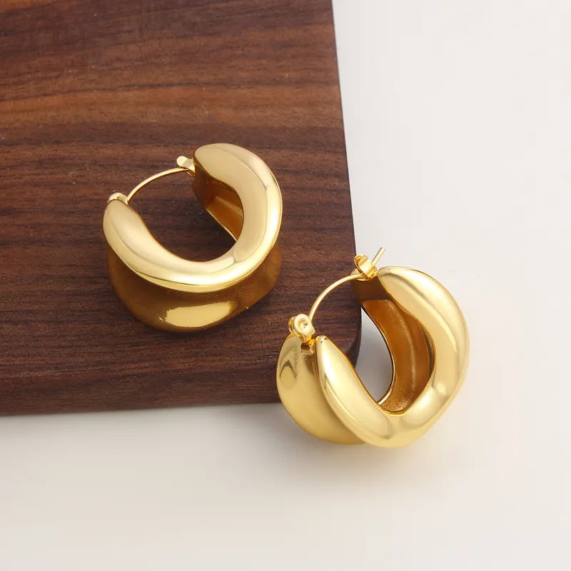 1 Pair IG Style Simple Style Geometric Solid Color 304 Stainless Steel 18K Gold Plated Gold Plated Earrings