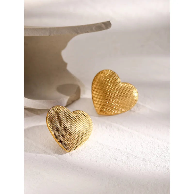 1 Pair IG Style Simple Style Heart Shape 316 Stainless Steel 18K Gold Plated Ear Studs