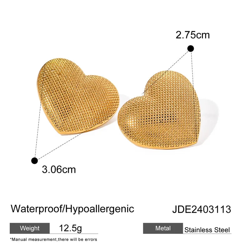 1 Pair IG Style Simple Style Heart Shape 316 Stainless Steel 18K Gold Plated Ear Studs