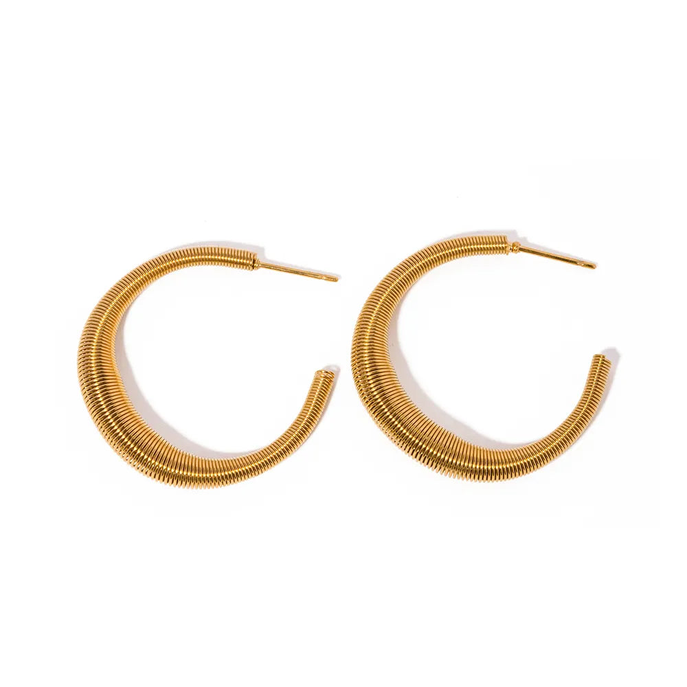 1 Pair IG Style Simple Style Moon Solid Color 304 Stainless Steel 18K Gold Plated Ear Studs