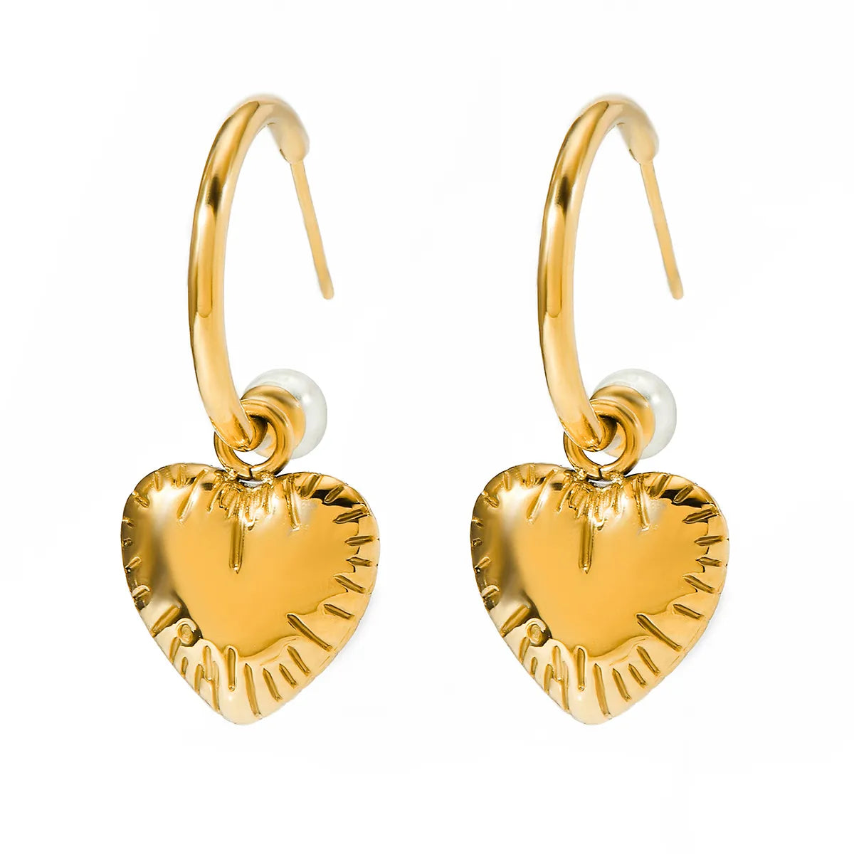 Simple Style Pentagram Heart Shape 316 Stainless Steel 18K Gold Plated Drop Earrings