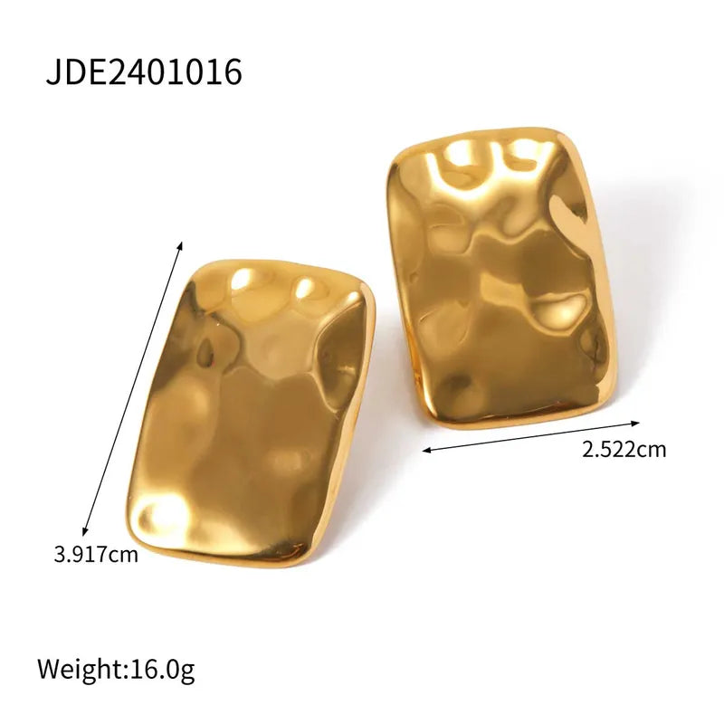 1 Pair IG Style Simple Style Rectangle 316 Stainless Steel 18K Gold Plated Ear Studs