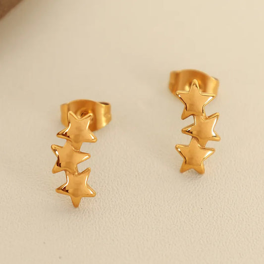 1 Pair IG Style Simple Style Roman Style Star Polishing Plating 304 Stainless Steel 18K Gold Plated Ear Studs