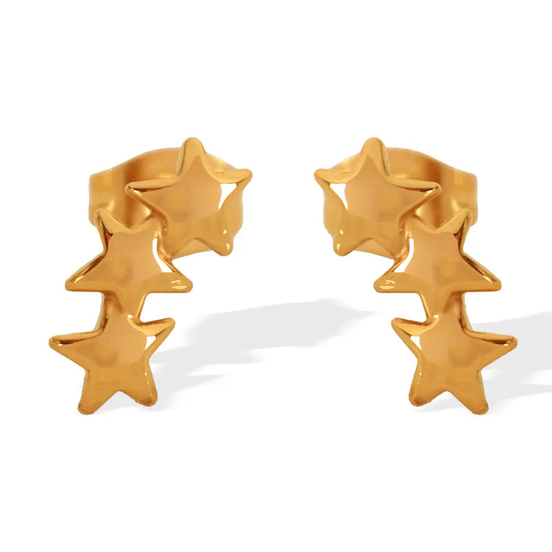 1 Pair IG Style Simple Style Roman Style Star Polishing Plating 304 Stainless Steel 18K Gold Plated Ear Studs