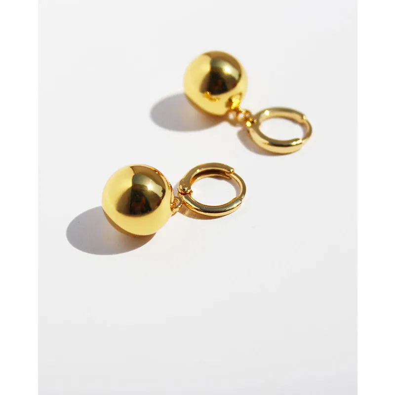 1 Pair IG Style Simple Style Round Brass 24K Gold Plated Drop Earrings