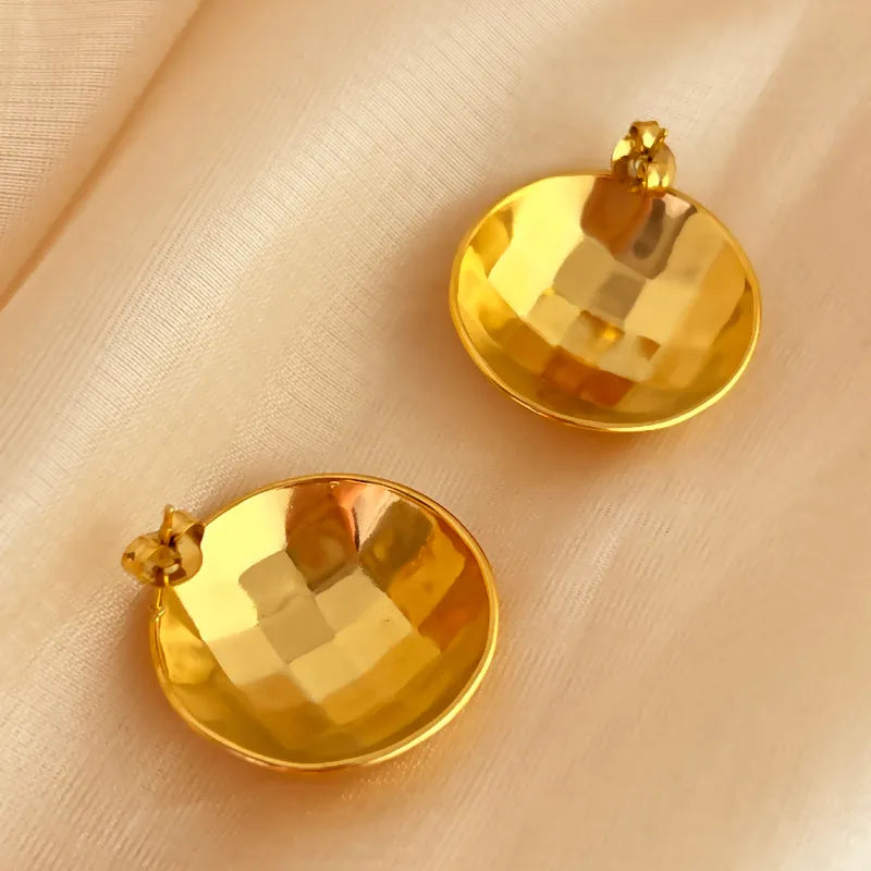 1 Pair IG Style Simple Style Round Plating 304 Stainless Steel 18K Gold Plated Ear Studs