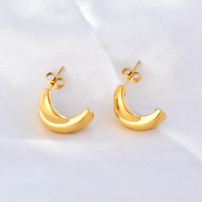 1 Pair IG Style Simple Style Solid Color 304 Stainless Steel 18K Gold Plated Ear Studs