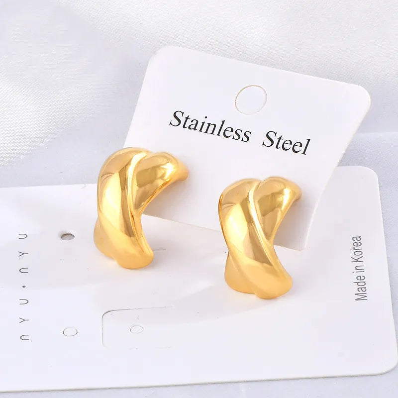 1 Pair IG Style Simple Style Solid Color 304 Stainless Steel 18K Gold Plated Ear Studs