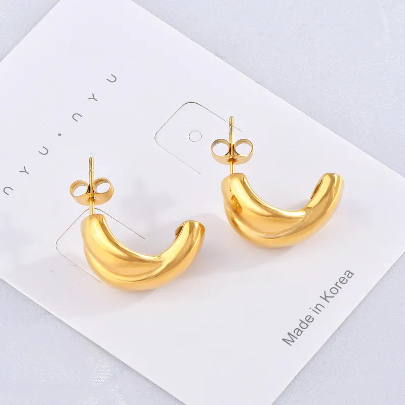 1 Pair IG Style Simple Style Solid Color 304 Stainless Steel 18K Gold Plated Ear Studs