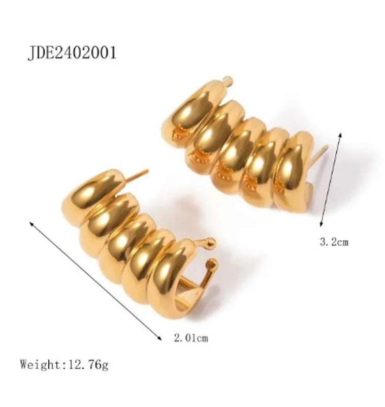 1 Pair IG Style Simple Style Solid Color Hollow Out 316 Stainless Steel 18K Gold Plated Ear Studs