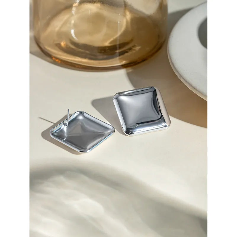 1 Pair IG Style Simple Style Square Plating 304 Stainless Steel Ear Studs