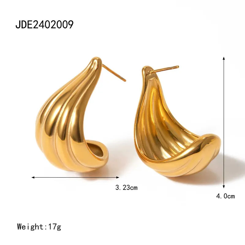 1 Pair IG Style Simple Style Stripe Solid Color Plating 316 Stainless Steel 18K Gold Plated Ear Studs