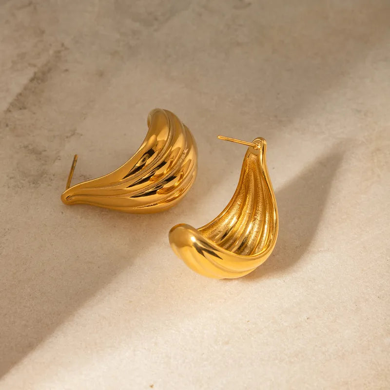 1 Pair IG Style Simple Style Stripe Solid Color Plating 316 Stainless Steel 18K Gold Plated Ear Studs