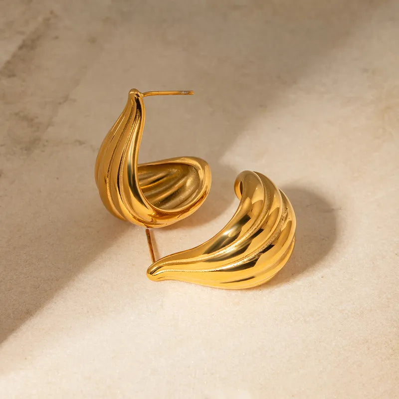 1 Pair IG Style Simple Style Stripe Solid Color Plating 316 Stainless Steel 18K Gold Plated Ear Studs