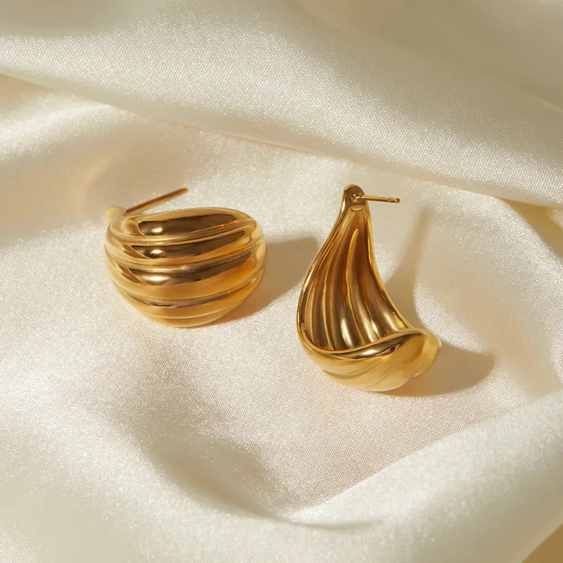 1 Pair IG Style Simple Style Stripe Solid Color Plating 316 Stainless Steel 18K Gold Plated Ear Studs