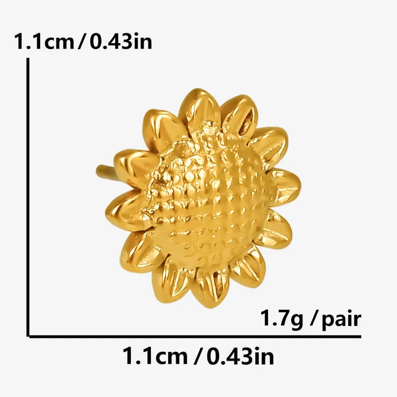 1 Pair IG Style Simple Style Sunflower Plating 304 Stainless Steel Ear Studs