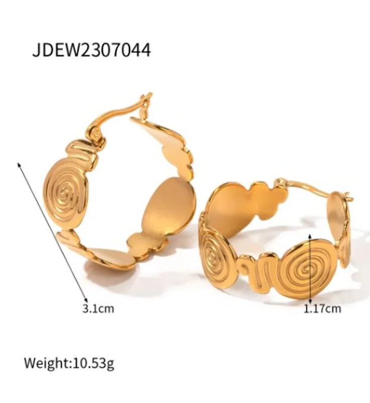 1 Pair IG Style Simple Style Swirl Pattern 316 Stainless Steel 18K Gold Plated Earrings